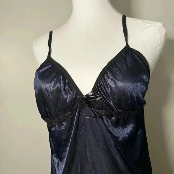 Vintage Y2K sheer-ish navy and black dark  Fairycore glam slip dress - Picture 3 of 6